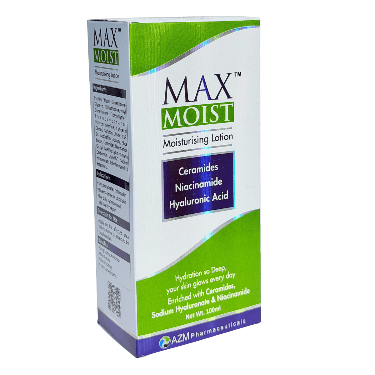 Maxmoist moisturing Lotion Box angled view 