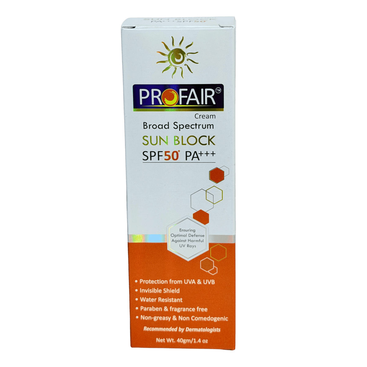 Profair Sunblock Cream Spf50 Box Front View